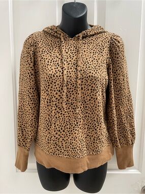 Nine West Tan Cheetah-Print Hooded Sweatshirt